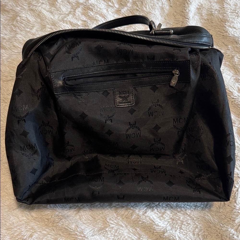MCM Black Leather Satchel with Silver Hardware Good Used Condition - Picture 9 of 9